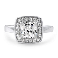 1.5 CTW Silver Princess Cut CZ Halo Ring