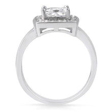 1.5 CTW Silver Princess Cut CZ Halo Ring