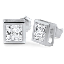 1.40 CWT 5mm Princess Cut Square Bezel Studs