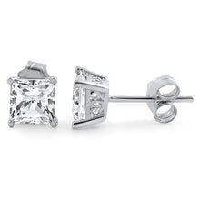 1.40 CTW Princess Cut CZ Studs Floral Setting