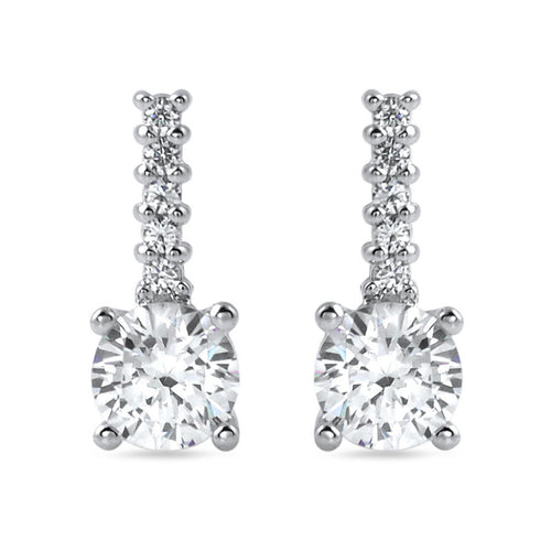 1.10 CTW Silver Simple Round CZ Drop Earrings