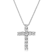 1.20 CTW CZ Prong Set Cross Silver Necklace