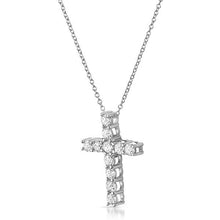 1.20 CTW CZ Prong Set Cross Silver Necklace